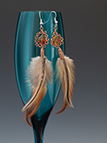 Feather, Amber & Copper Earrings